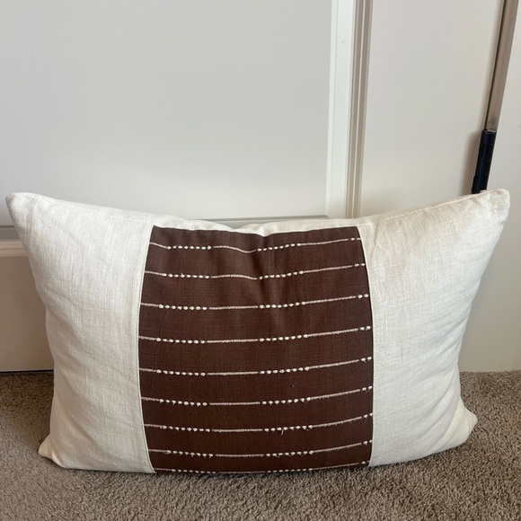Fragments Identity Off White Brown Lumbar Throw Pillow Linen Neutral